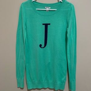 Old Navy “J” sweater, size small